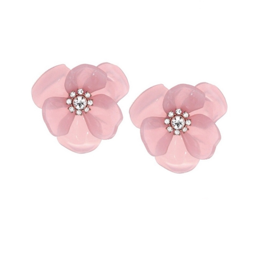 ♠️Kate Spade Slice of Stone Flower Bloom Statement Stud Earrings, Blush Pink NWT